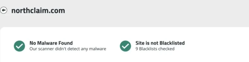 Sucuri SiteCheck result for northclaim.com: no malware found, site is not blacklisted